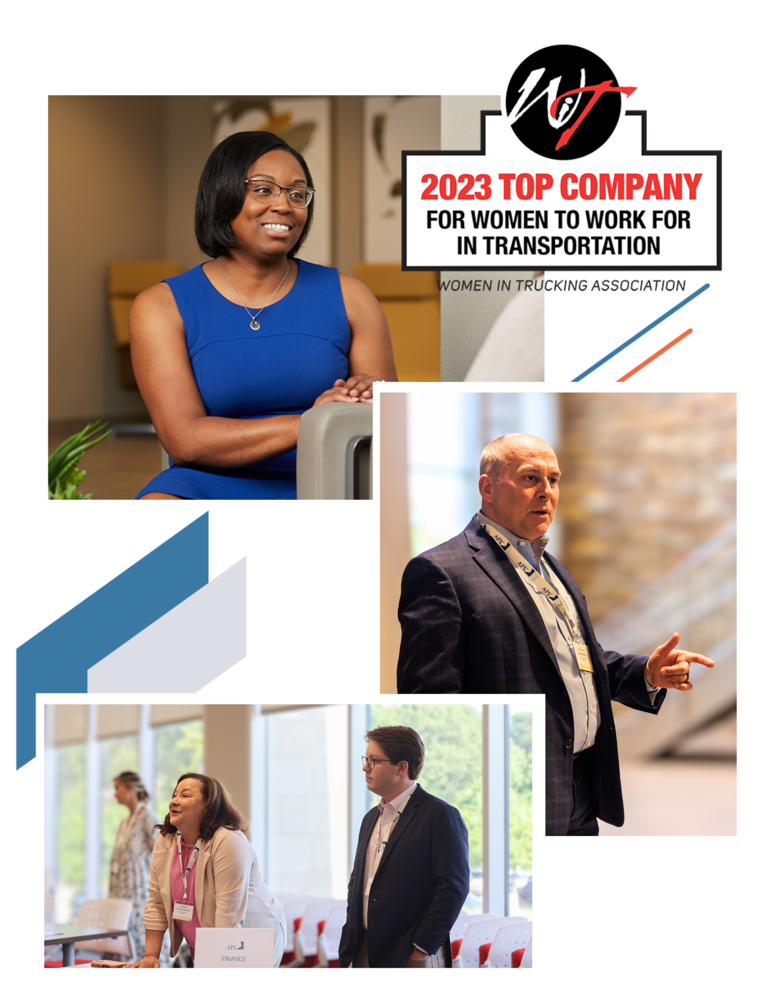 two woman and two men working in a corporate setting at AFS Logistics