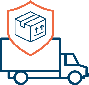 Box truck with protected shield representing trusted parcel and logistics experience