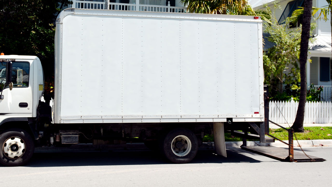 Side of a blank delivery truck