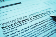 Close-up of a chapter 11 bankruptcy notice