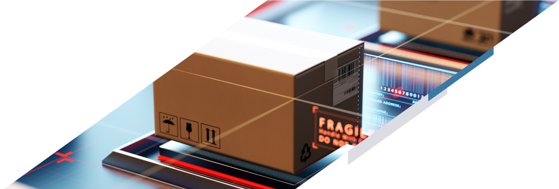 Parcel with digital interface overlaid on top