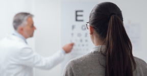 Woman taking an eye exam